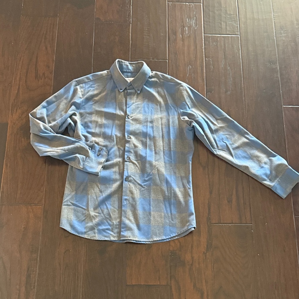 Mizzen+Main Light Blue and Gray Checkered Shirt